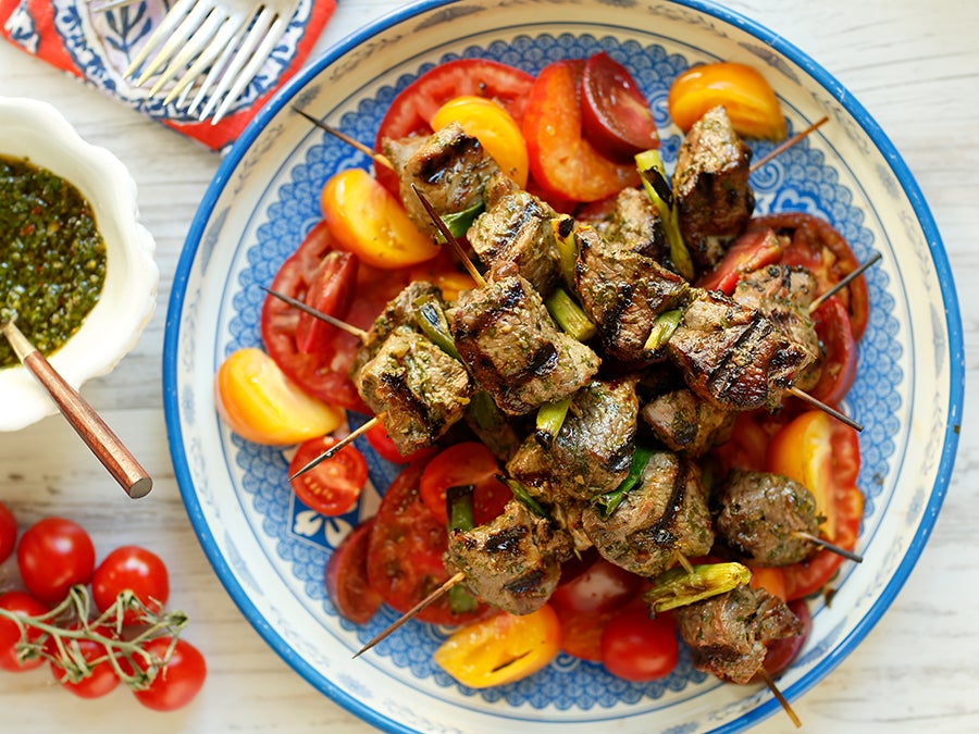 Lamb Kabobs with Charmoula Sauce