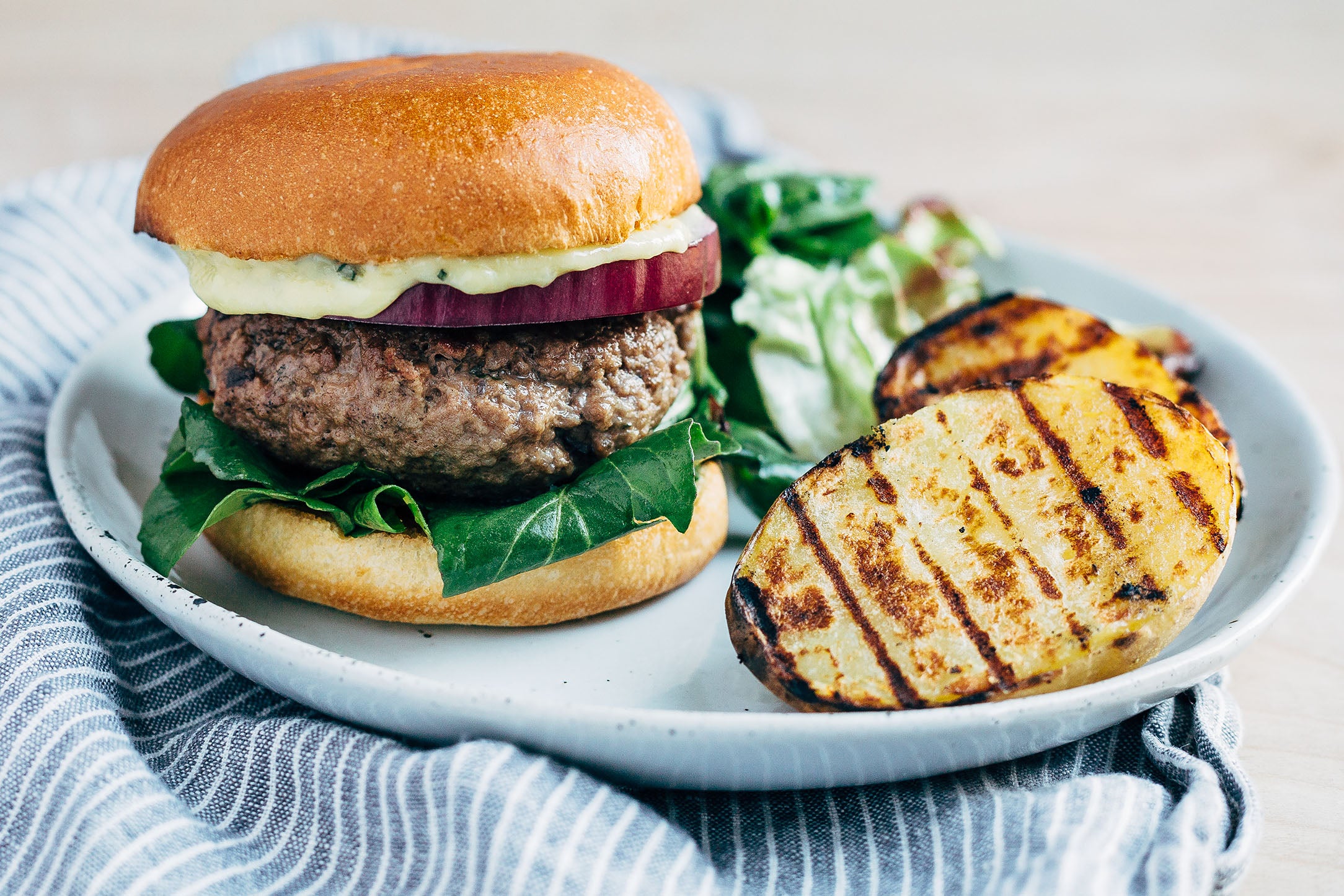 Lamb Burgers with Roasted Garlic-Rosemary Spread