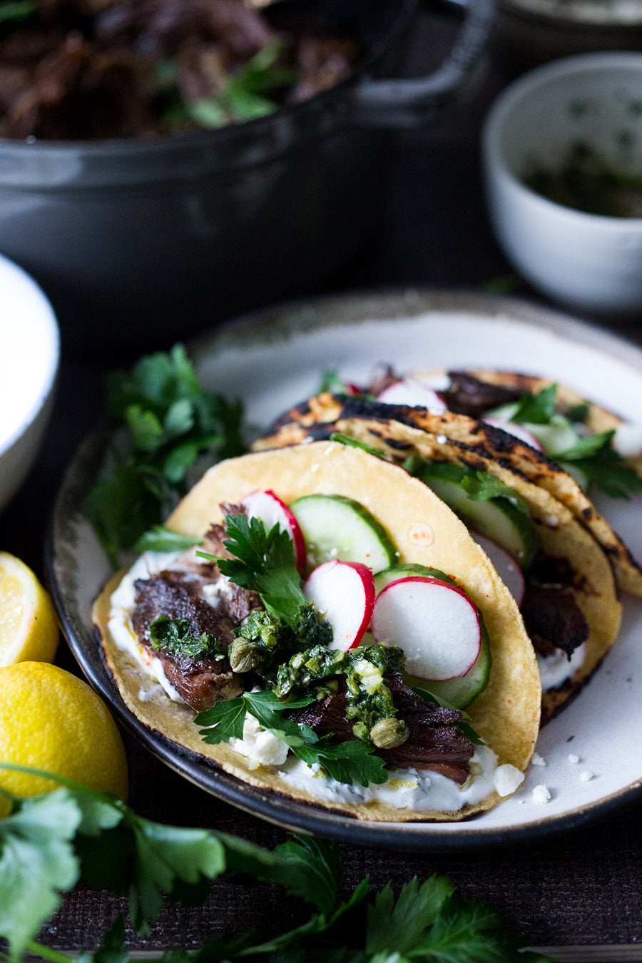 Greek Lamb Tacos with Minted Yogurt Sauce