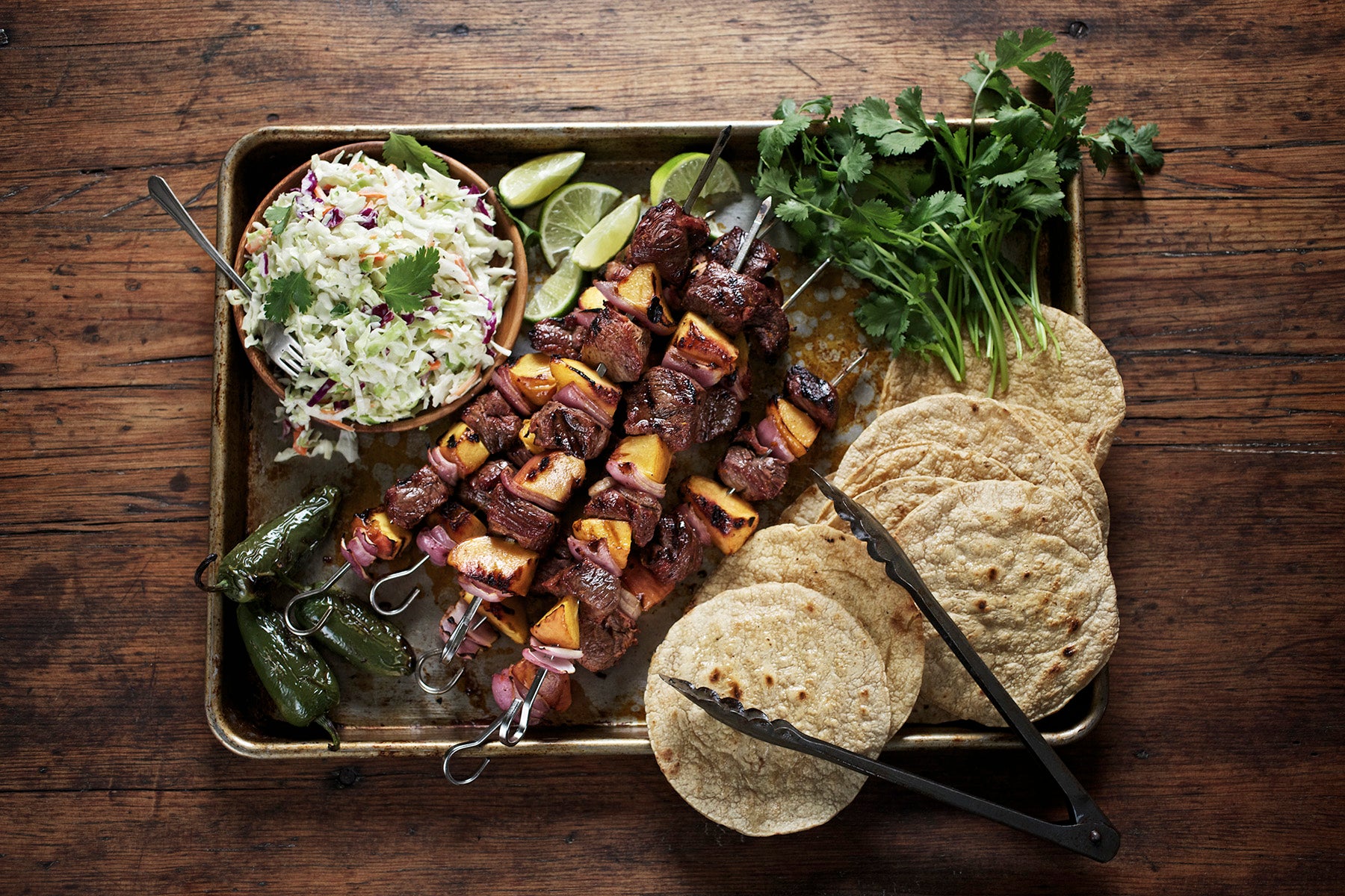 Grilled Lamb Kabobs with Peach & Red Onion