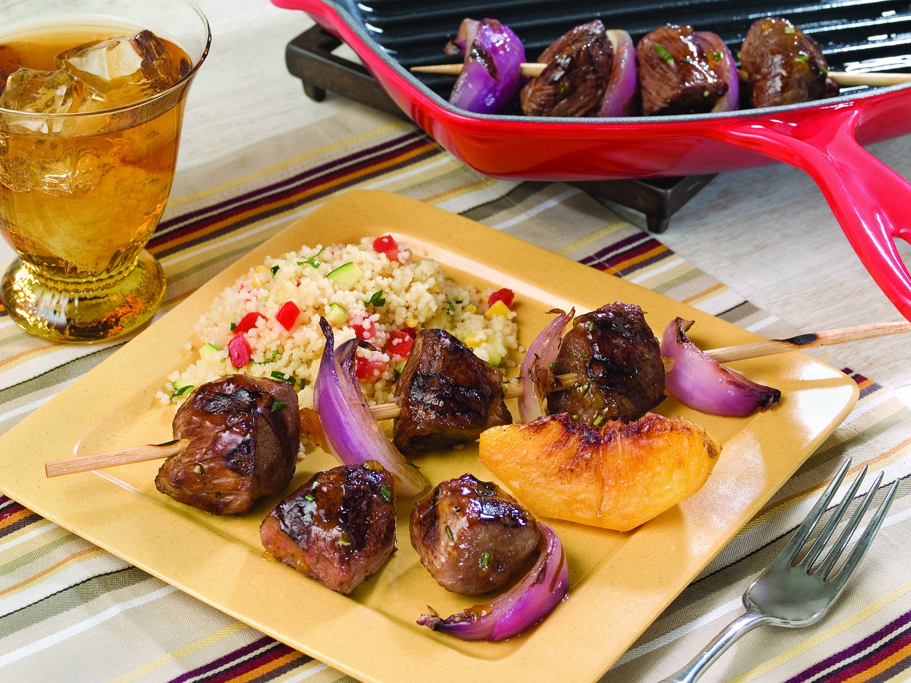 Grilled Peach & American Lamb Kabobs