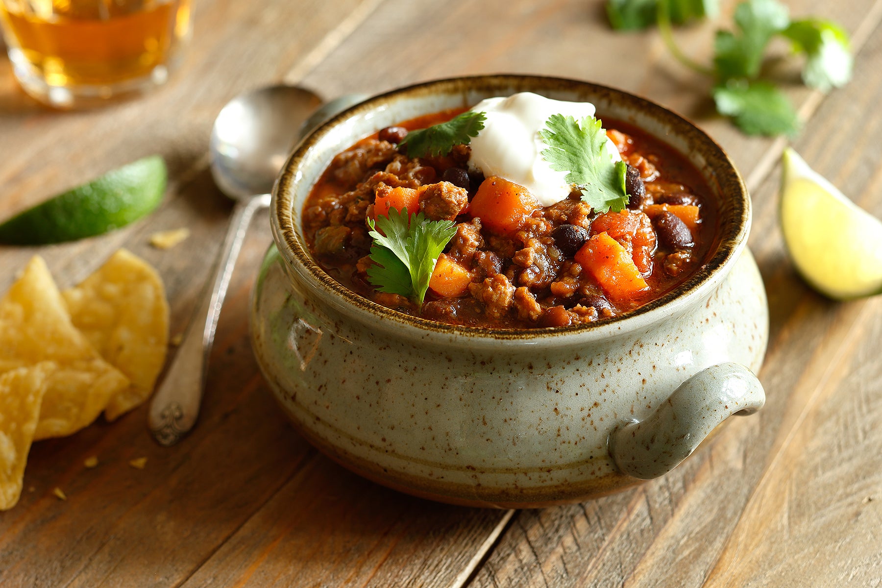 Lamb Chili with Sweet Potatoes, Black Beans & Poblanos