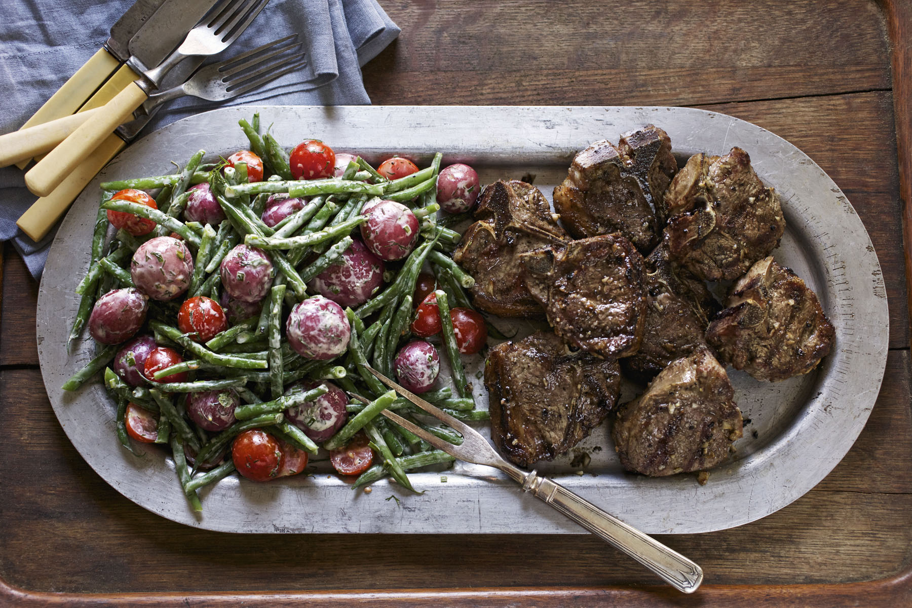 Lamb Loin Chops with Green Bean & Potato Salad