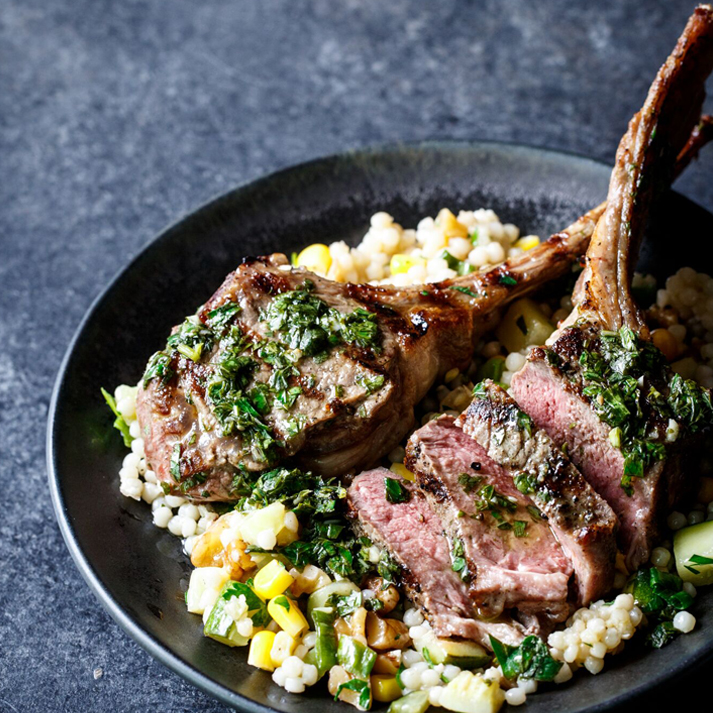 Grilled American Lamb Chops with Mint Chimichurri