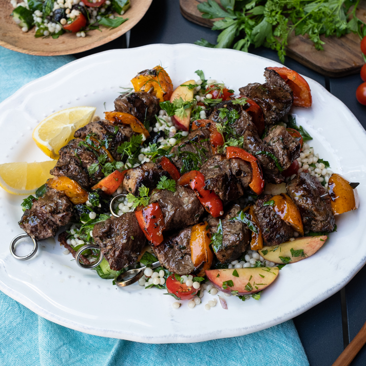 Veal Tenderloin Kabobs on Couscous Salad