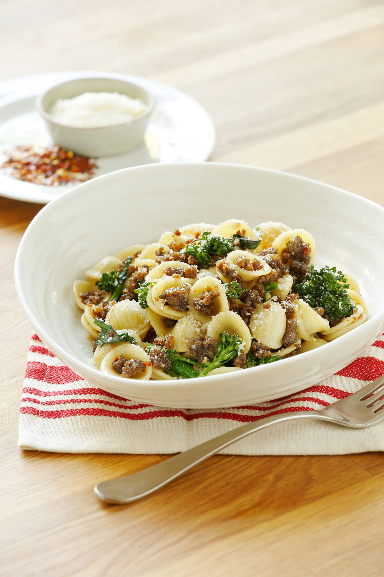 Orecchiette Pasta with Ground Lamb, Broccolini & Pecorino