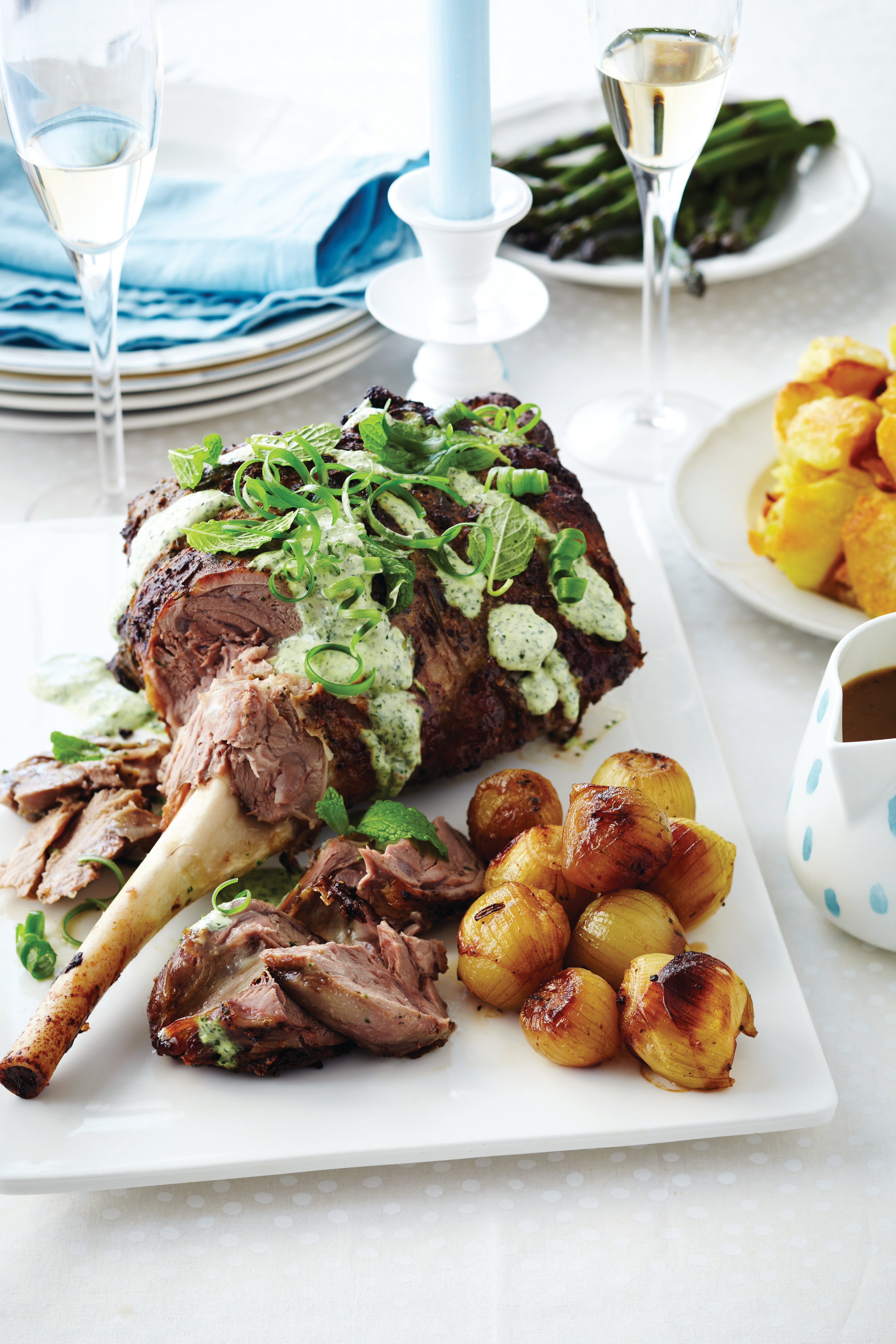 Marinated Roast Lamb with Fresh Mint Topping