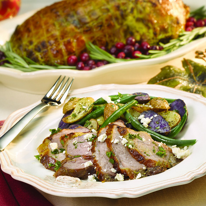 Roasted Leg of Lamb with Feta Vinaigrette