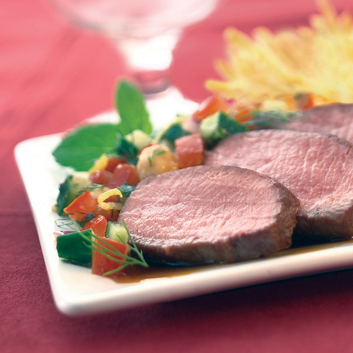 Lamb Loin with Cilantro,  Ginger and Tomato Salsa